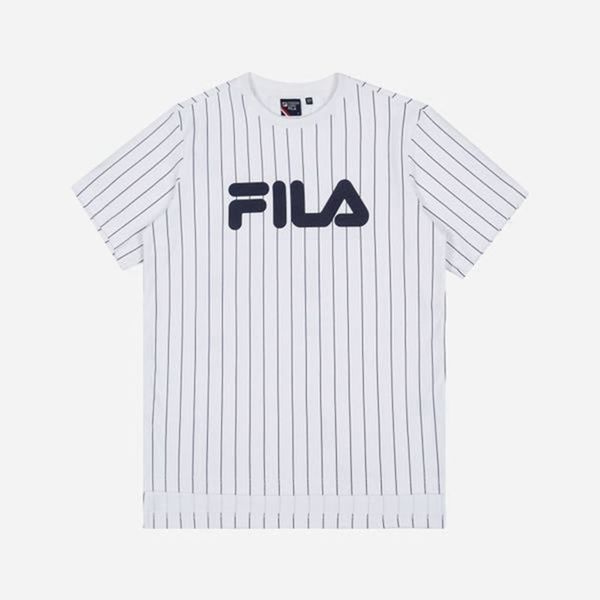 Camisetas Fila Mulher Branco - Fila Line Pinstripe S/S Loja Online Portugal,OZES-09381